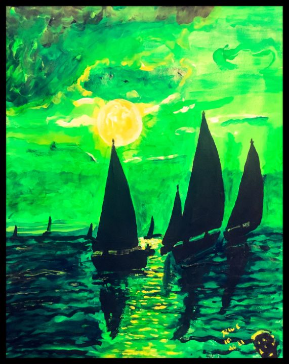 Sail ship’s in Green - Roberts Art