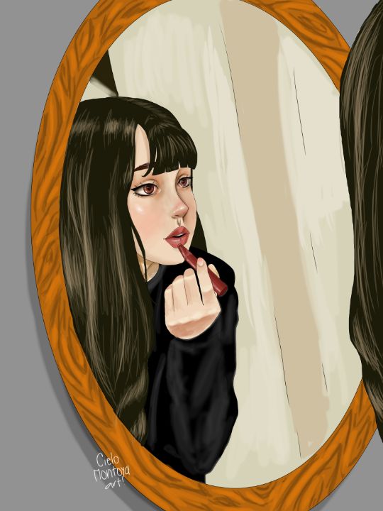 Makeup in the mirror - Cielo's Secret Window
