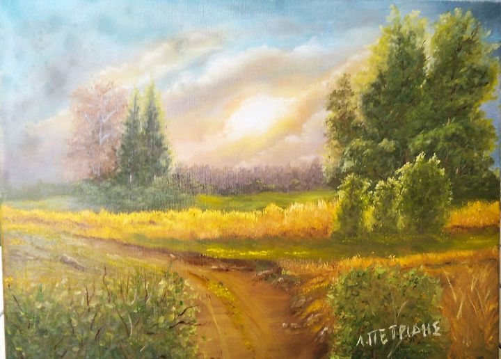 Sunset in the countryside - lpainting.lourdas.gr - Paintings & Prints ...