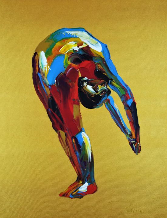 Yoga pose sun salutation Painting by josie gallagher | Saatchi Art