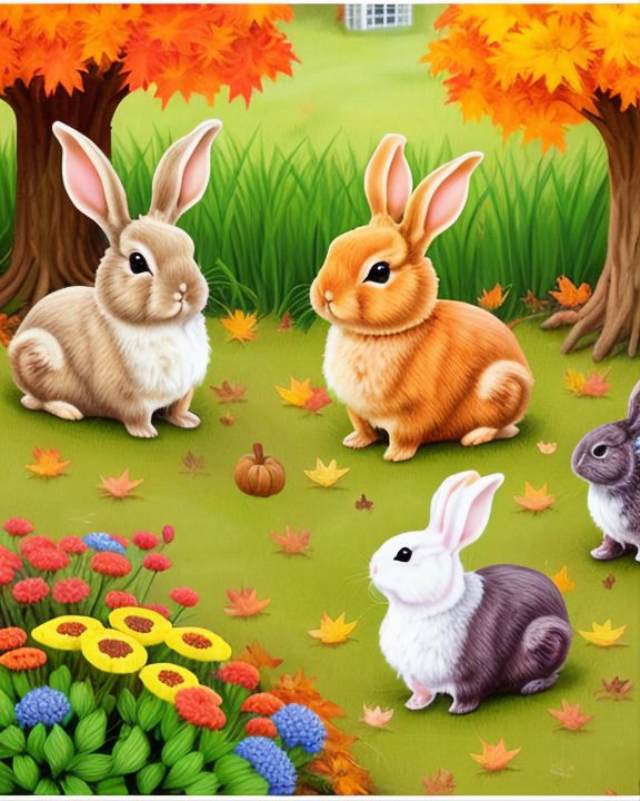 Fall Bunnies - JoeBSlayerArt - Digital Art & AI, Animals, Birds, & Fish ...