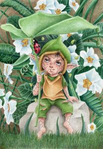Elf Pixie And Ladybird Watercolour