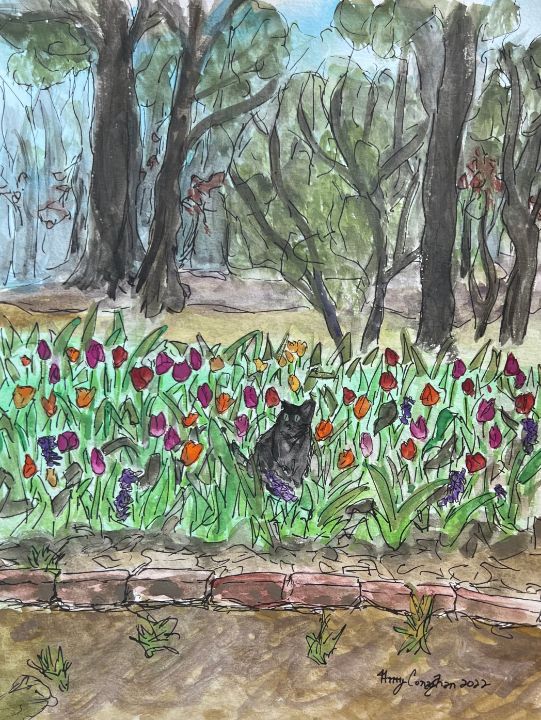 1500 Tulips and One Cat - Amy Conaghan Art