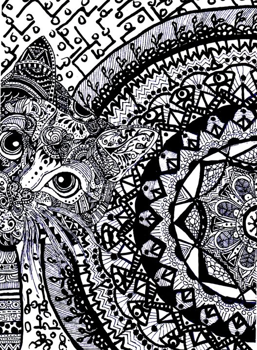 Zentangle Art - Doodles - Maya's - Drawings & Illustration, Animals, Birds,  & Fish, Cats & Kittens, Other Cats & Kittens - ArtPal