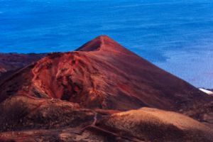 Teneguia Volcano cinder cone in the