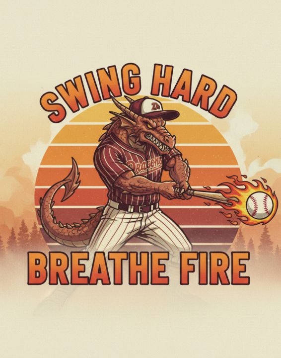 Swing Hard Breathe Fire Baseball - Just Dragons Things - Digital Art ...