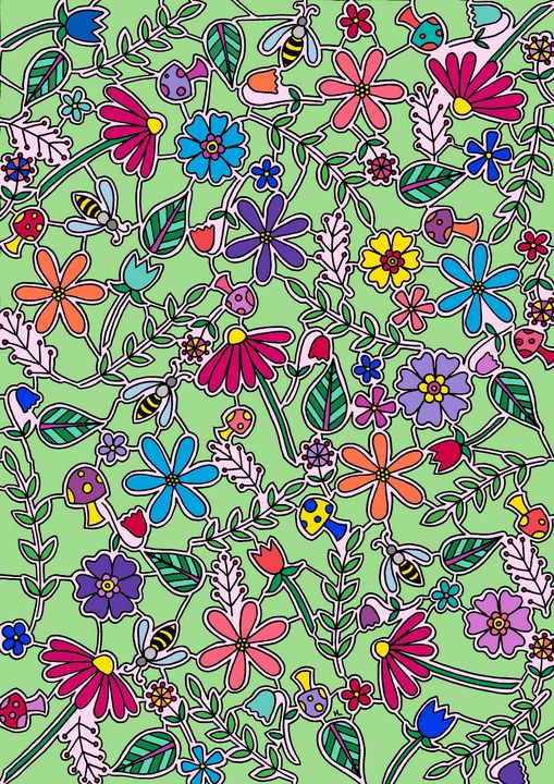 Bees and Flowers - Henna by Hilary