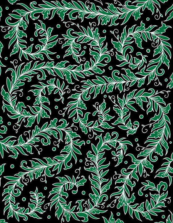 Lacy Leaves Black and Green - Henna by Hilary