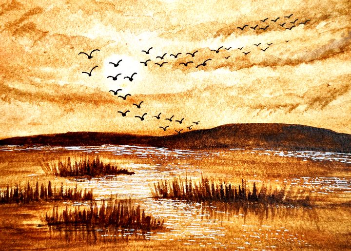 Scenic Monochromatic Landscape Mahima Prajapati Drawings Illustration Landscapes Nature Swamps Marshes Artpal 536x400 watercolor painting in britain, essay heilbrunn. scenic monochromatic landscape mahima