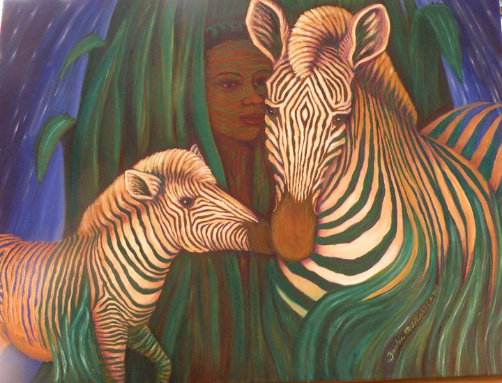 Two Zebras - Zachia Middlechild Art