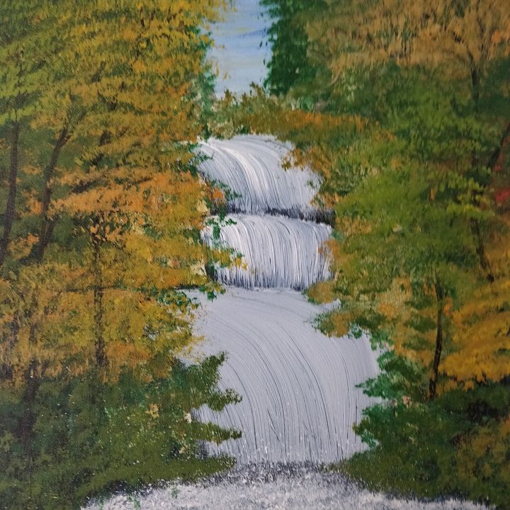 Waterfall in Woods - Gitika Singh's paintings