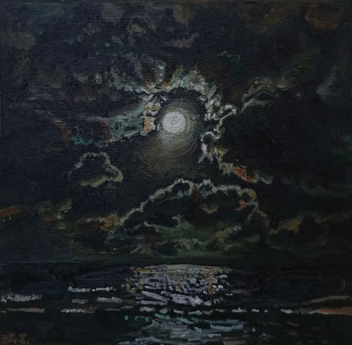 Full Moon above the Sea - elvi.art