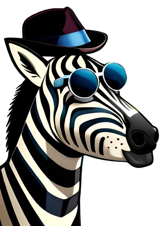 Zebra Wearing Fedora and Sunglasses - MJ Designs - Paintings & Prints ...