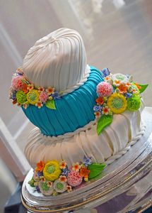 Colorful fondant wedding cake