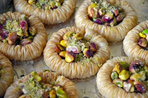 Freshly made baklava pastry