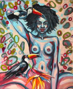 beautiful black woman body painting - Montekkiart - Paintings & Prints,  People & Figures, Female Form, Nude & Semi-Nude - ArtPal