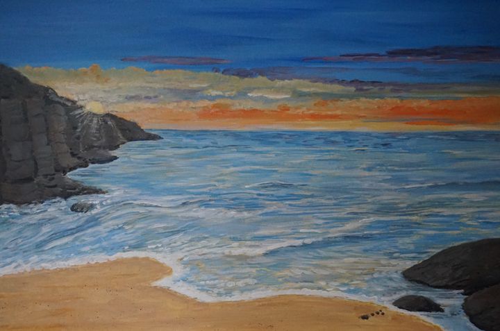 Suns Going Down Artist Janet Davies Paintings Prints Landscapes Nature Beach Ocean