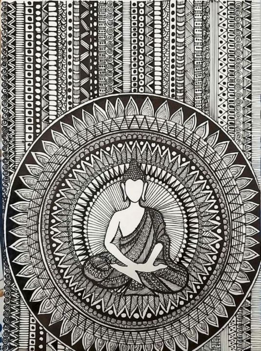 Budha Doodle Art - Kalawati Art Gallery - Paintings & Prints