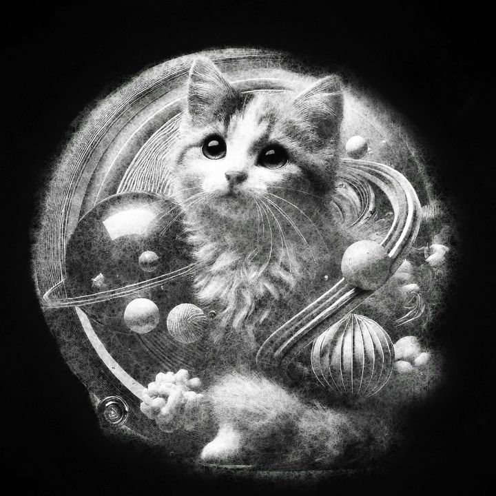 celestial kitten abstract sketch art - Z3nith - Paintings & Prints
