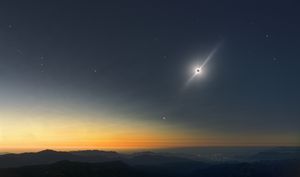 Eclipsed Sun and constellations