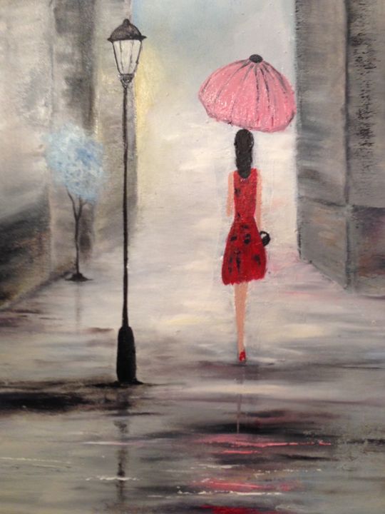 Original oil painting "Lady in red" - JB