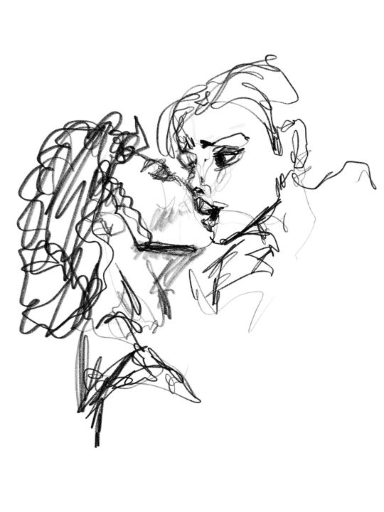 Two women kissing - Pencilartkunst