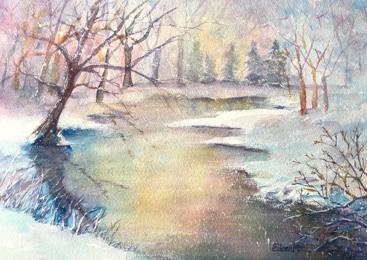 Snowy Stream 2 - EileenMz Art