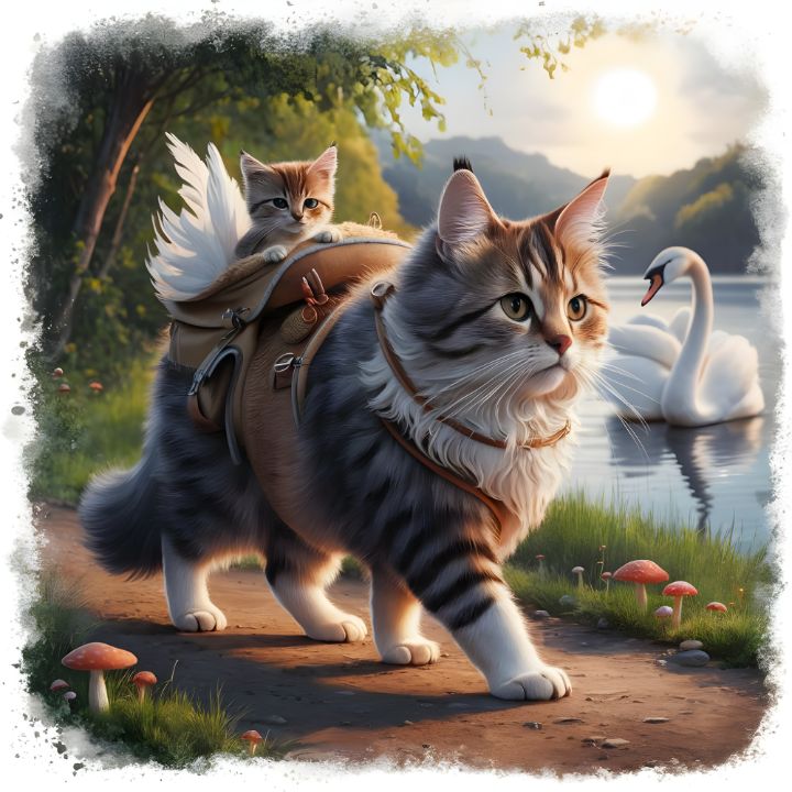 Graceful Dutch Cat with Kitten - planet animal - Digital Art & AI ...