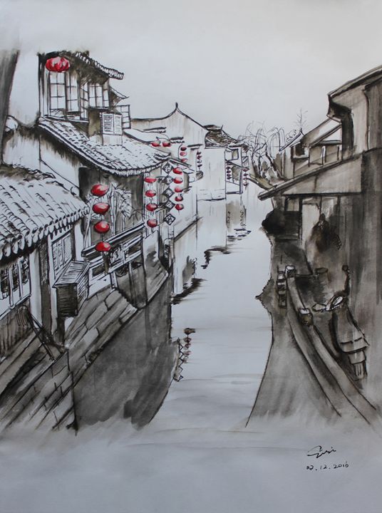 Chinese Water Village - Pen N Pencil