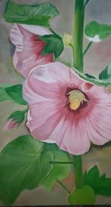 24 x36 Oil Painting Hibiscus Flower