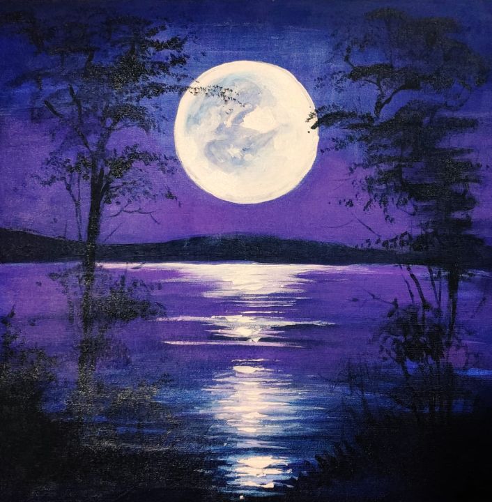 Moonlit Violets of a Mystic Night - Tanaya's gallery - Paintings ...