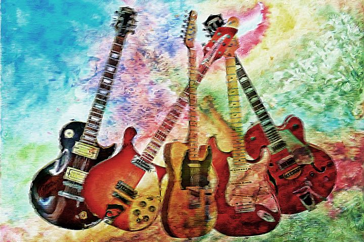 Acoustic Guitar Oil Painting Style Digital Art - Acoustic Guitar
