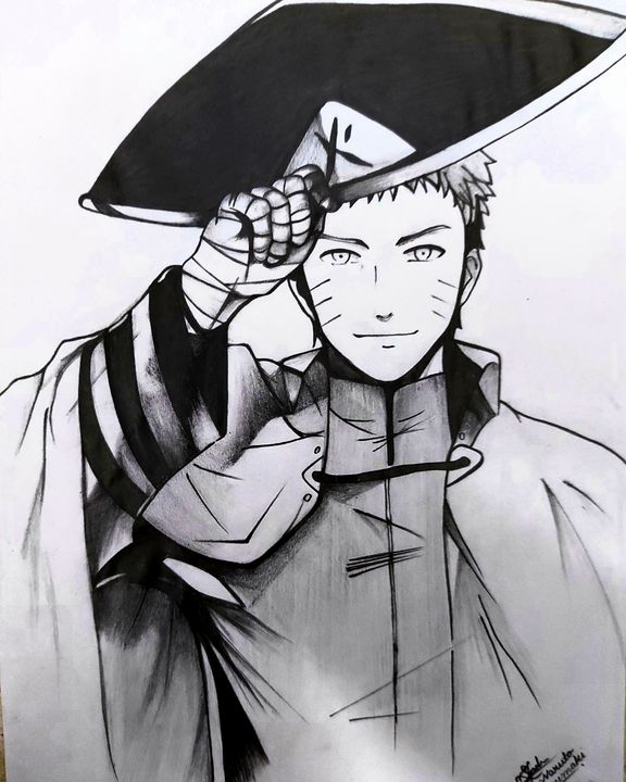 Black And White Handmade Naruto Sketch, Size: A4