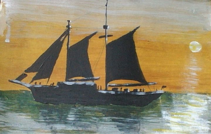 ship at sunset - keith elwyn