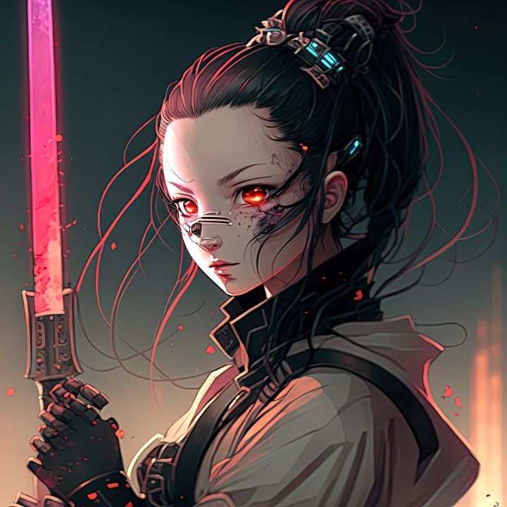 Samurai Cyber Punk Girl - Japanic Studio - Digital Art, People & Figures,  Animation, Anime, & Comics, Anime - ArtPal