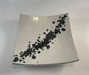 Black and white earthenware Plate - Tama Roberts Art