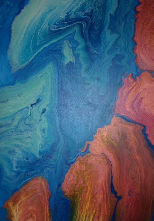 Fire and Ice - Paint Pour from the Heart - Paintings & Prints, Abstract ...