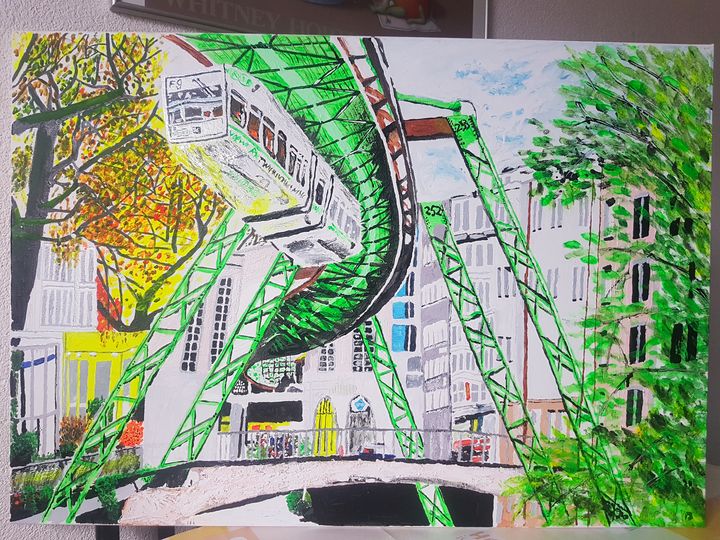 Oil paint drawing of schwebebahn at - Youngest