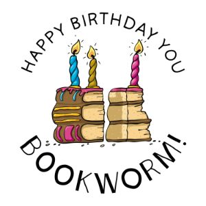 Bookworm birthday greeting card