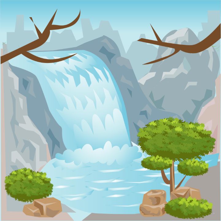Waterfall View Illustration - Karya Langit - Drawings & Illustration ...