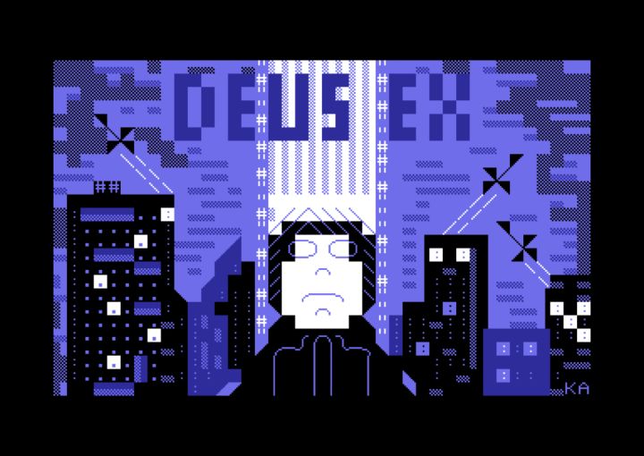 deus-ex-c64-petscii-art-kadaga-digital-art-ai-sports-hobbies