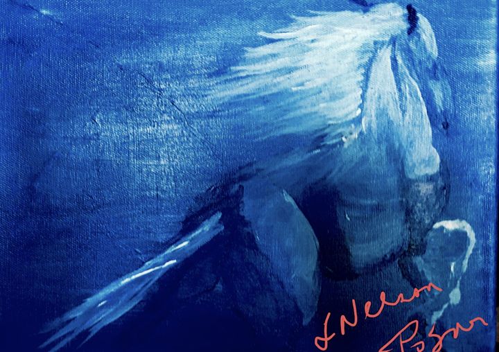 Blue Horse - Spiritual Art by Laurie