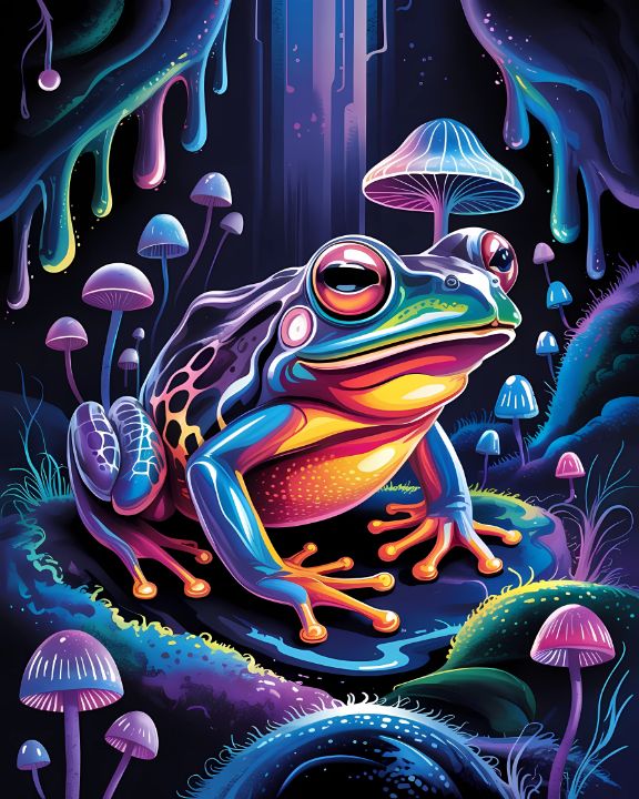 Neon Frog in the Bioluminescent Abys - Art Angle - Digital Art & AI ...