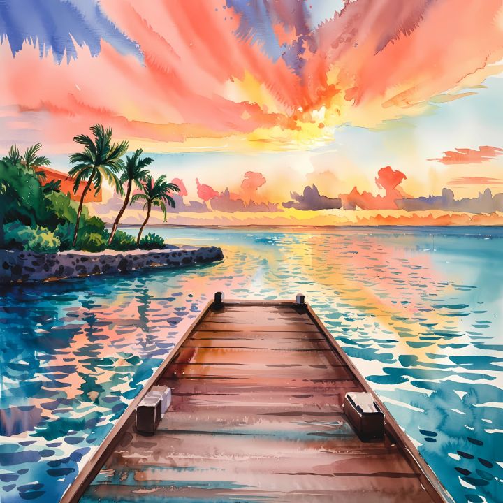 Caribbean coastline at sunset render - Art Angle - Digital Art & AI ...