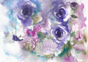 Roses from Dust 2 - Violet Tones - Papierquarell Art