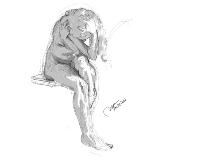 Sketch of a sitting female figure. - BMArt