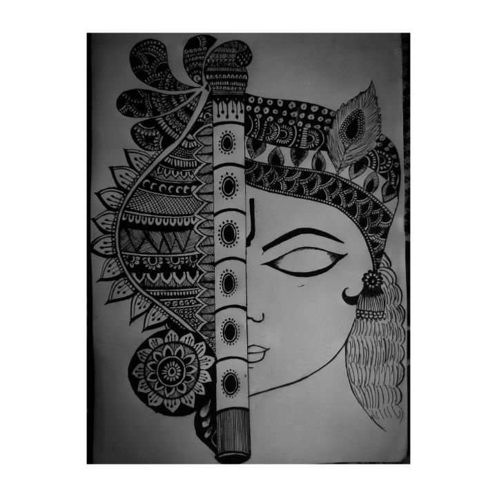 Shree krishna drawing with oilpestal