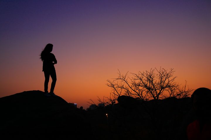 A Girl silhouette at sunrise - kishansri