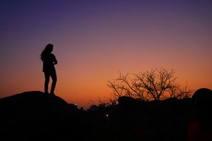 A Girl silhouette at sunrise