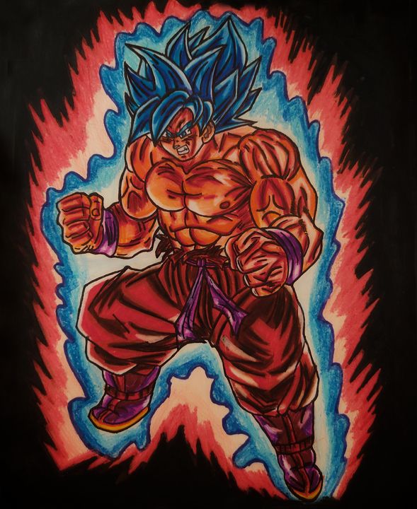 DESENHANDO O GOKU SUPER SAYAJIN DEUS AZUL(BLUE) E KAIOKEN - SPEED DRAWING
